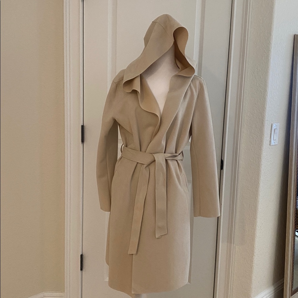 Zara Tan faux suede Hooded Belted trench